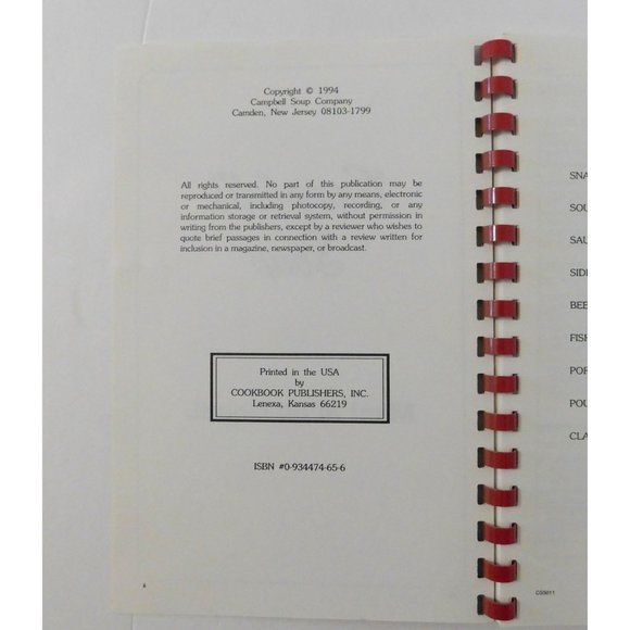 Souper Recipes with Campbells Cookbook 1994 Recipes Spiral Paperback - Picture 3 of 5